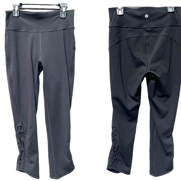 Lululemon Tied To It pants cropped leggings 6 black 21” - Picture 3 of 8